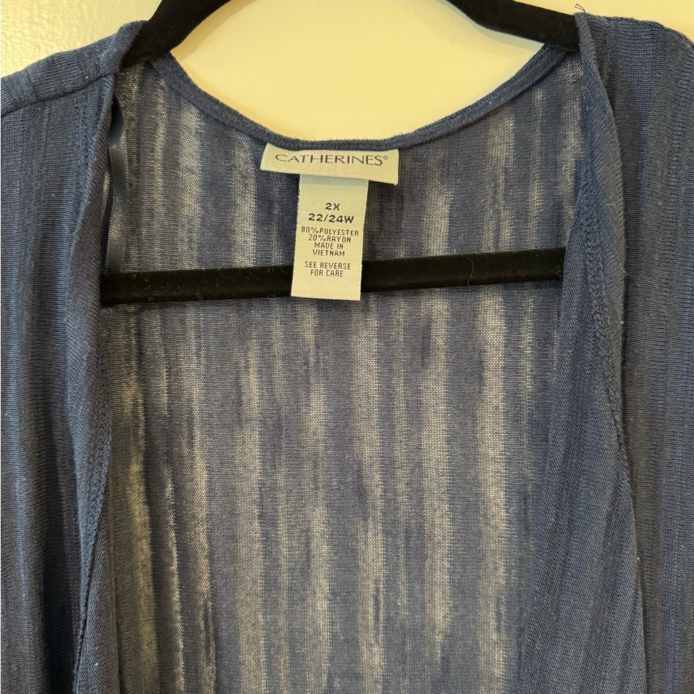 Catherines lightweight cardigan open front 22/24 in navy blue 3/4 sleeve - Picture 5 of 6